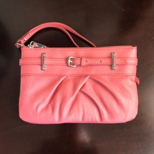 Coral Pink Leather Handbag